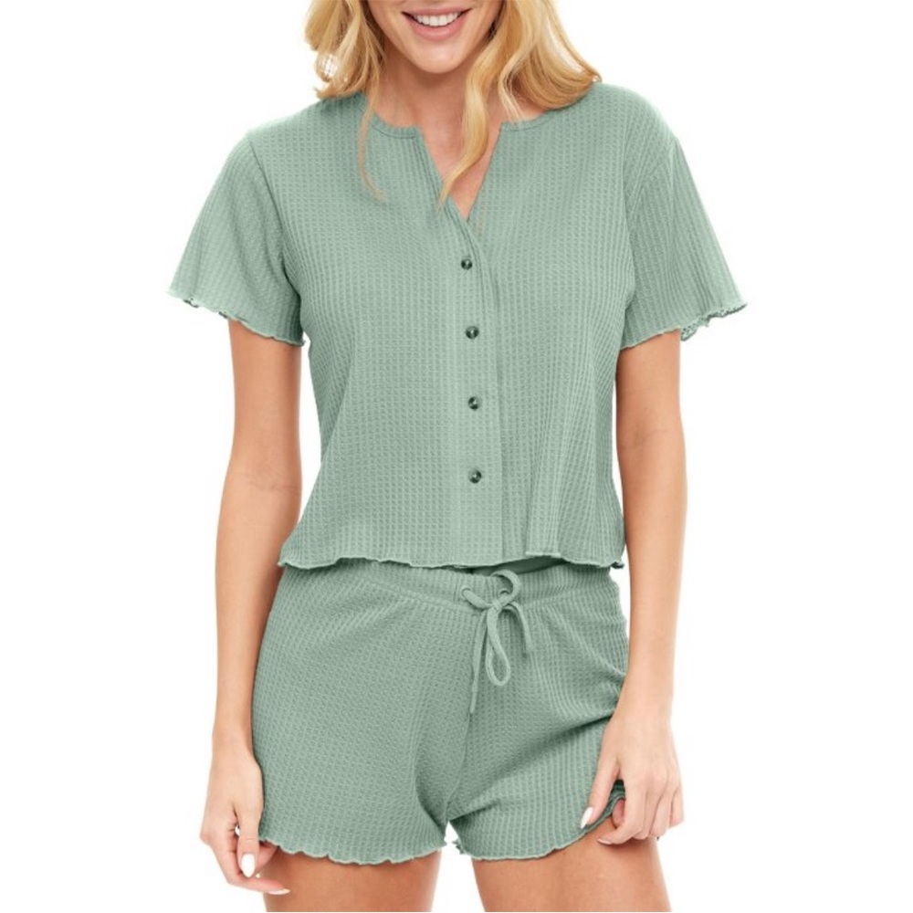 NWT Alexander Del Rossa waffle knit pajamas set, Size Large